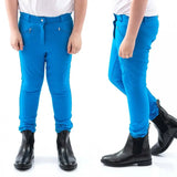 John Whitaker Miami Kids Breeches With Full Silicone Seat - B142K 7-8 Years Blue Breeches