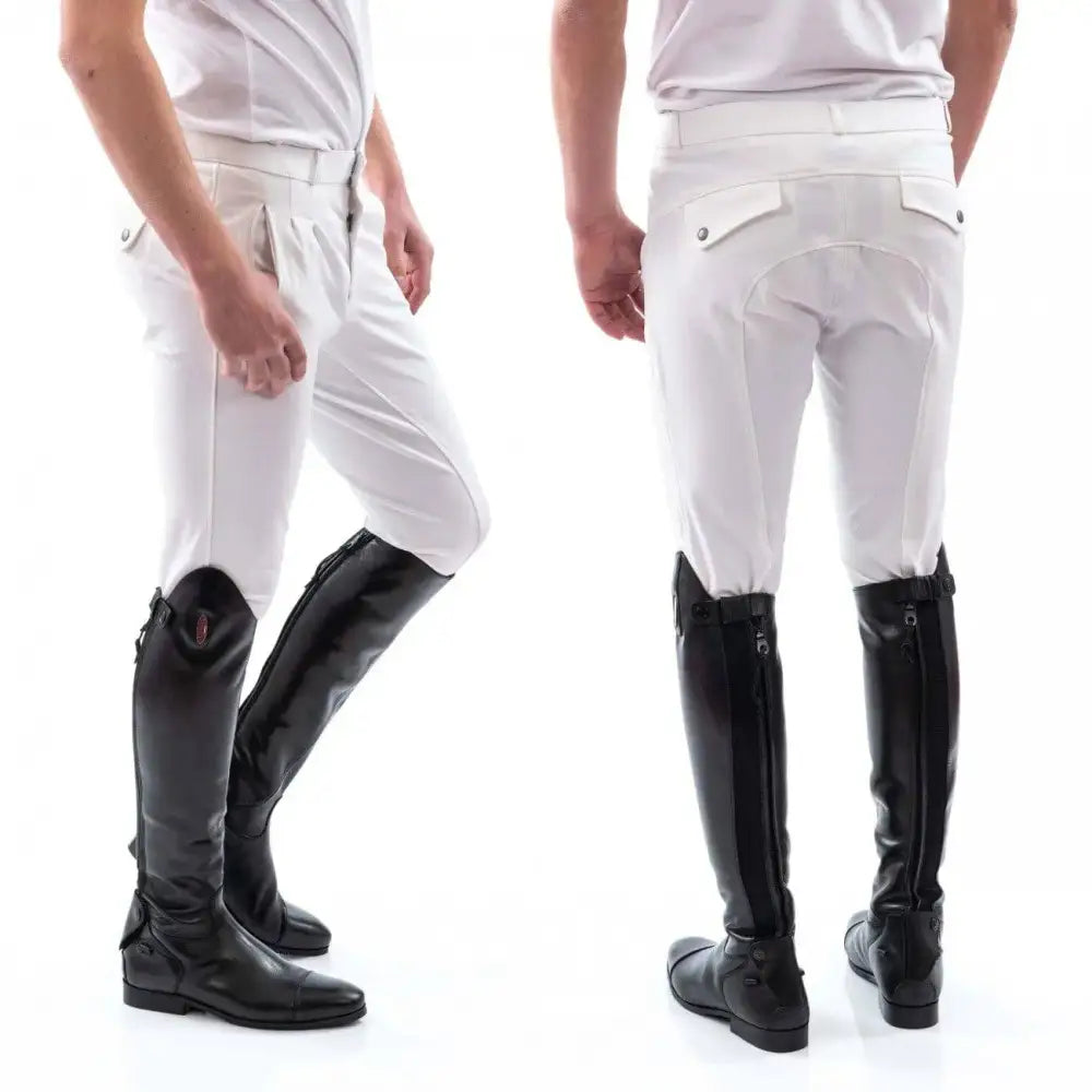 John Whitaker Miami Mens Breeches With Full Silicone Seat - B142M 28" White Riding Breeches Barnstaple Equestrian Supplies