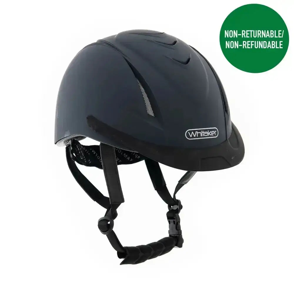 Black john whitaker nrg riding helmet with glossy finish and ventilation slots for comfortable riding use