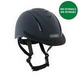 Black john whitaker nrg riding helmet with glossy finish and ventilation slots for comfortable riding use