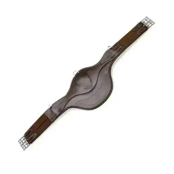 Brown leather john whitaker stud guard classic leather saddle pad with silver buckles and decorative stitching