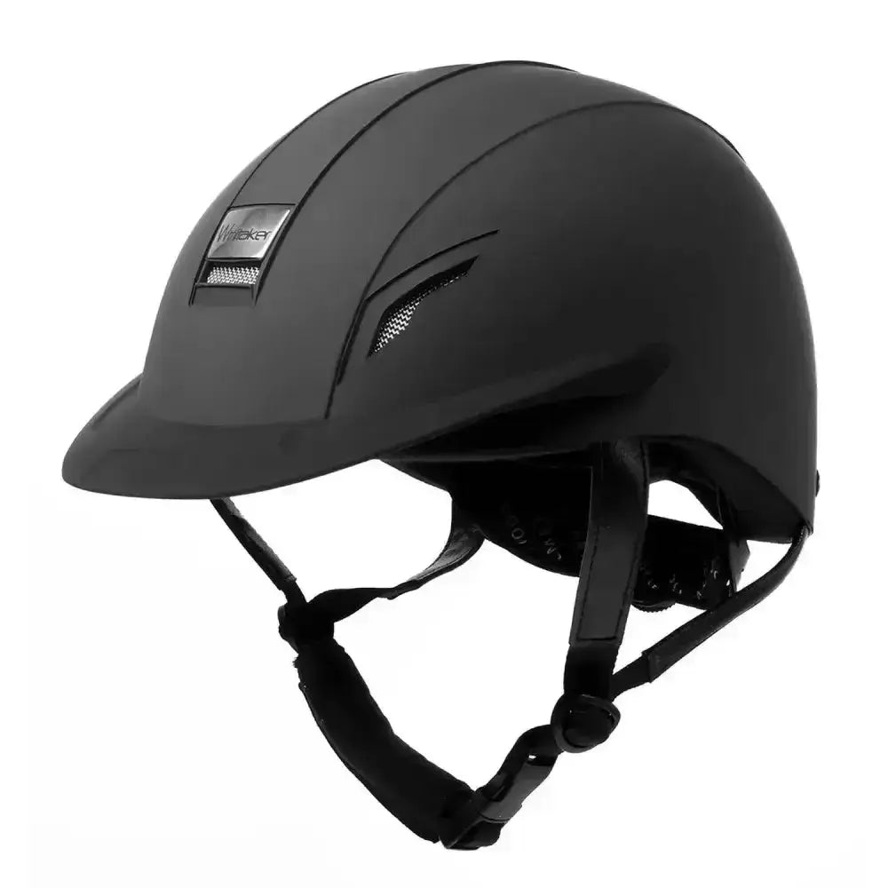 Black matte john whitaker vx2 riding helmet rh039b with ventilation mesh and adjustable straps for equestrian use