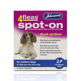 Johnson veterinary 4fleas spot-on dual action flea and lice treatment for medium dogs in vibrant purple box