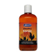Johnson’s veterinary poultry tonic in an amber plastic bottle with white cap featuring poultry silhouettes at sunset
