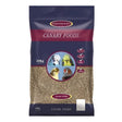 A 20kg bag of johnston and jeff canary favourite mix with dark blue maroon packaging featuring canaries and black rapeseed