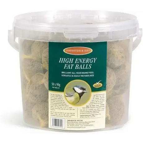 Johnston & Jeff Fatballs Bucket No Nets Tub 50 x 90g Wild Bird Fats & Suets