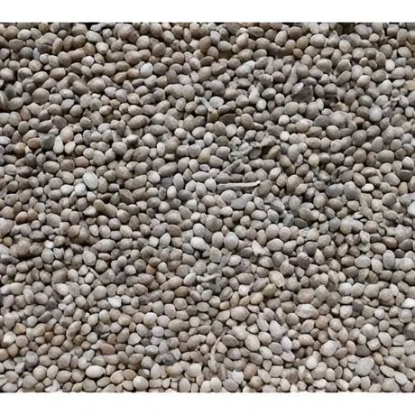 Gray round pebbles with rough texture featured on the back side of johnston & jeff hemp seed 12.5kg packaging