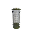Olive green metal miami peanut feeder 20cm with mesh cage solid base and lid for secure peanut feeding