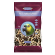 Johnston & jeff no 1 parrot food 2 kg in maroon and blue pack with green and yellow macaw illustration and mixed seeds pellets