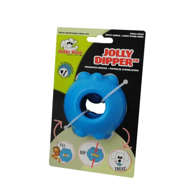 Blue plastic jolly pets jolly dipper chew toy made of special material super tough for small dogs treat dispensing