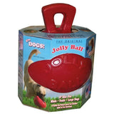 Red glossy plastic jolly pets dual jolly ball 8 inch extraordinary play ball dog toy with handle on top