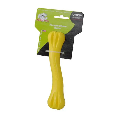 Yellow flexible chew bone toy for dogs by jolly pets flex-n-chew flex-n-chew jolly bone jolly bone yellow