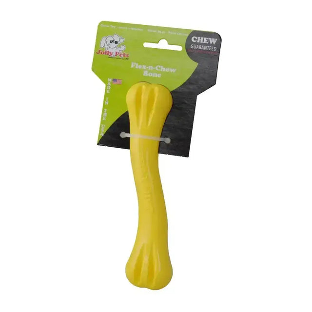 Yellow flexible chew bone toy for dogs by jolly pets flex-n-chew flex-n-chew jolly bone jolly bone yellow