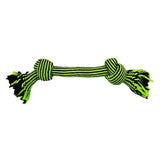 Jolly pets knot-n-chew traditional braided rope dog toy in bright neon green and black to withstand rough playtime