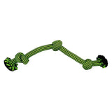 Bright green and black striped traditional braided rope dog toy from jolly pets knot-n-chew built to withstand rough playtime