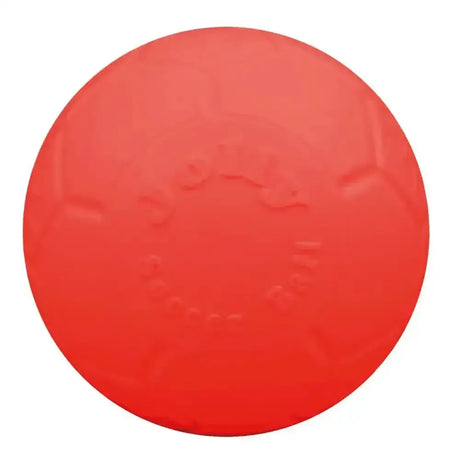 Bright red round rubber ball with embossed patterns jolly pets jolly soccer ball orange made for playful fun