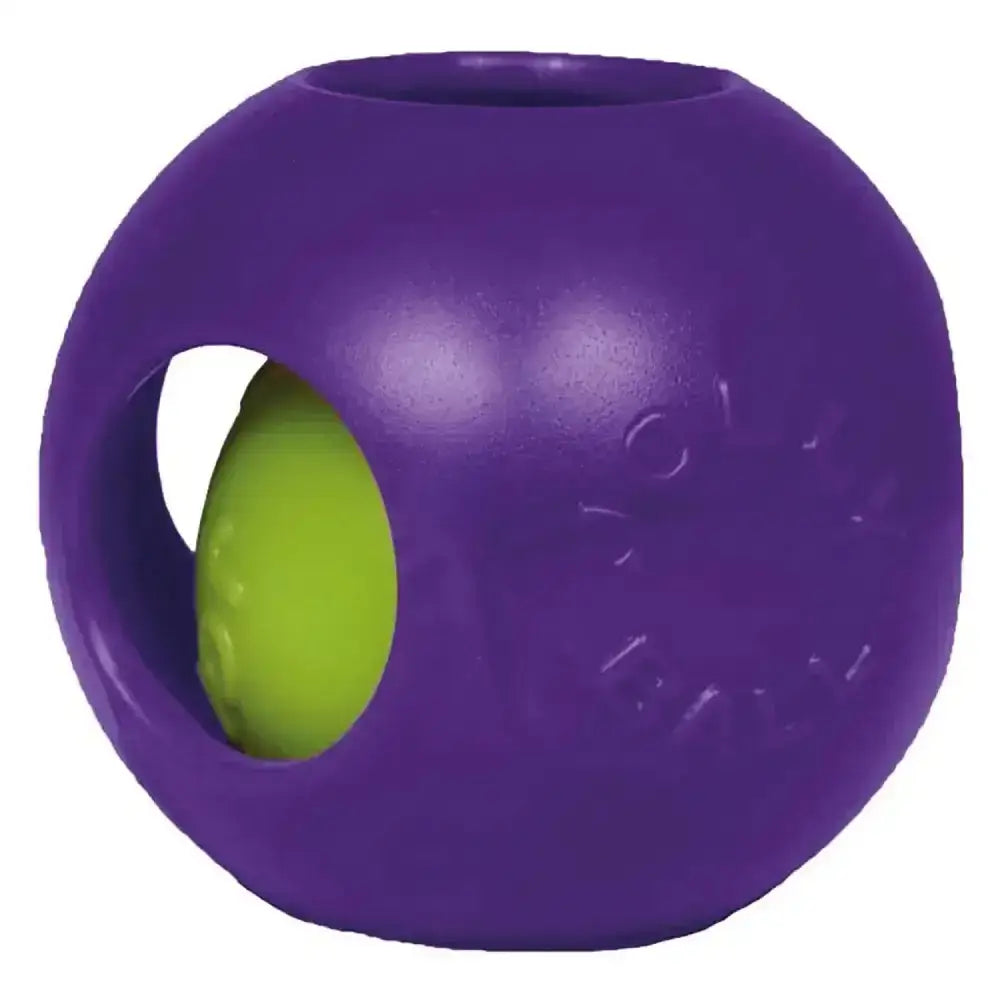 Purple jolly pets teaser ball with lime green center and embossed logo keeping dogs entertained on sale