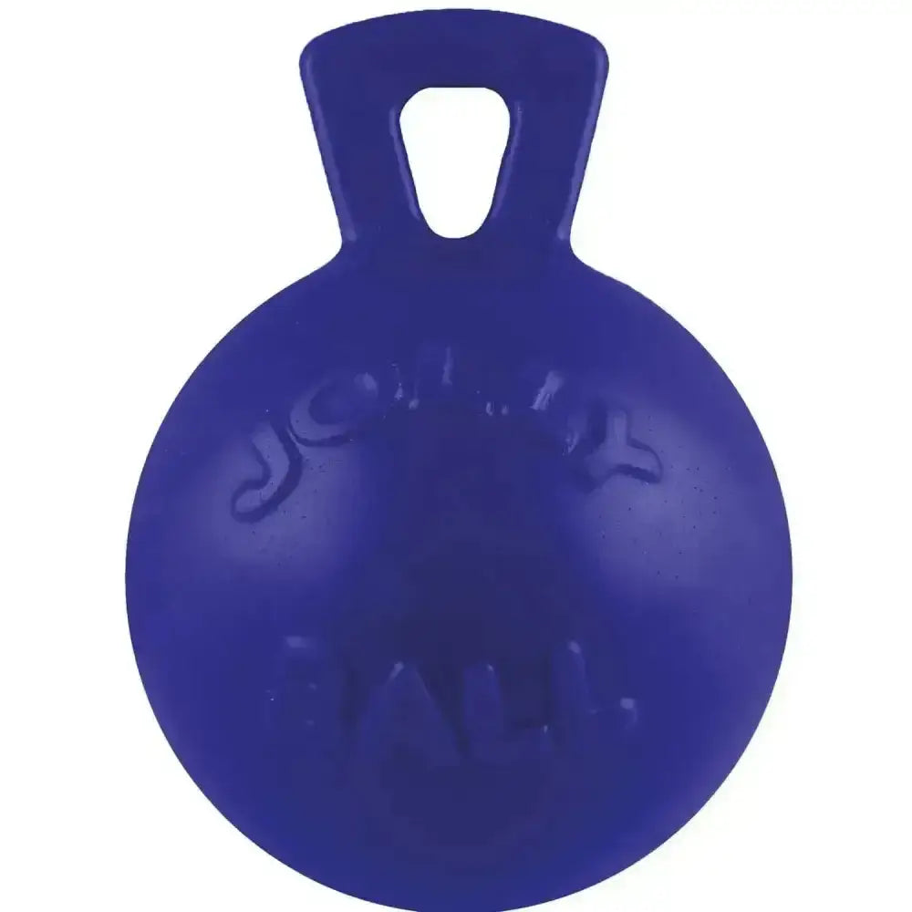Blue plastic jolly pets tug-n-toss toy with handle and embossed logo great interactive toy for pets