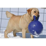 Blue spherical jolly pets tug-n-toss pets tug-n-toss toy with handle made of durable plastic great interactive toy