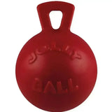 Red jolly ball toy with handle and rubbery texture in jolly pets tug-n-toss great interactive toy for pets