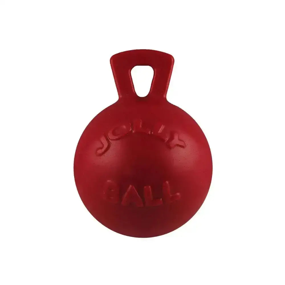 Red cast iron jolly pets tug-n-toss ball dog toy with handle great interactive pets tug-n-toss toy