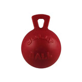 Red cast iron jolly pets tug-n-toss ball dog toy with handle great interactive pets tug-n-toss toy