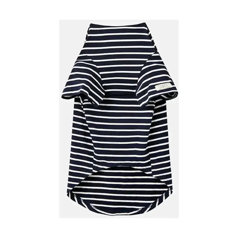Black and white striped joules harbour dog tee with ruffled sleeves perfect as a favourite joules harbour dog coat