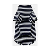 Black and white striped joules harbour dog tee with ruffled sleeves perfect as a favourite joules harbour dog coat