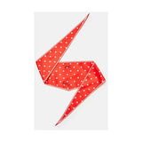A vibrant red silk joules neckerchief with white polka dots and delicate embroidery, perfect alternative to bee print dog neckerchiefs