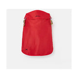 A vibrant red lightweight nylon pouch with gold clasps and joules logo perfect for joules raincoat or dog apparel