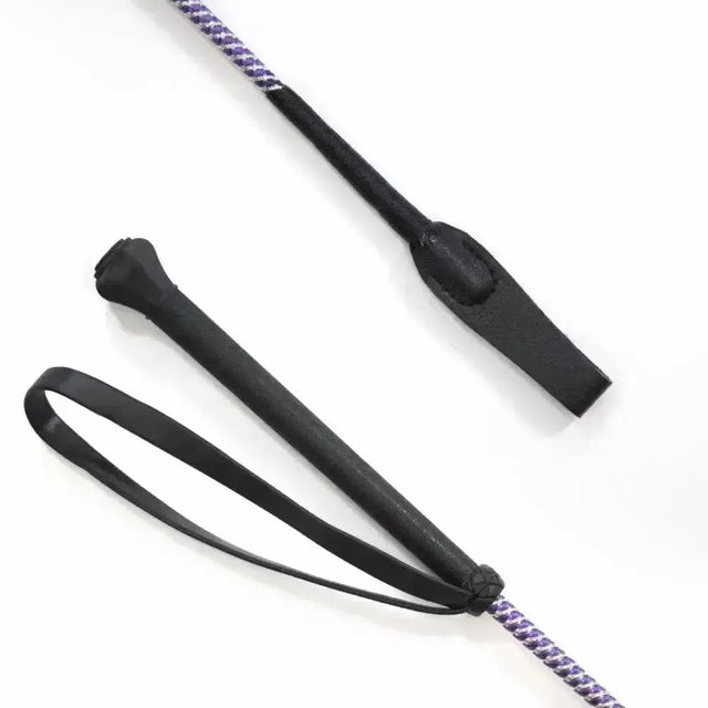 KM Elite Junior Black Grip Whip with Loop - 60cms Black Riding Whips