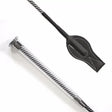 Black leather junior cush grip whip with silver metal ferrule and clear textured grip whip black for riding
