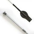 Silver braided junior cush grip whip with black leather grip and white stitching grip whip silver grey