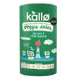 Green cylindrical container of kallo sea salt vinegar veggie cakes with cartoon lighthouse on the label