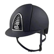Kep cromo 2.0 navy riding hat with sleek black matte finish and silver front ventilation grille with integrated microchip