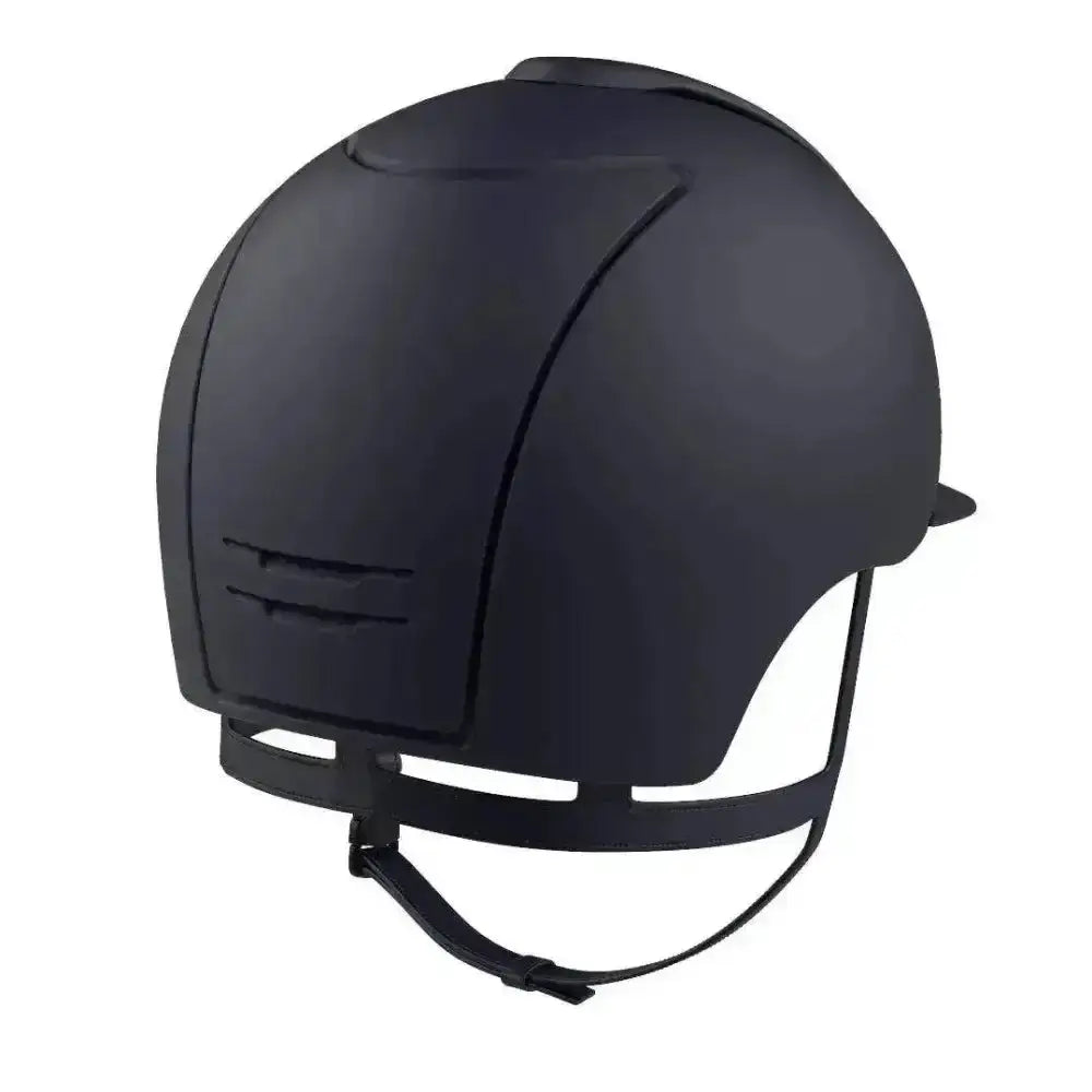 Kep cromo 2.0 navy riding hat in black matte finish with integrated chin strap and microchip for safety and style