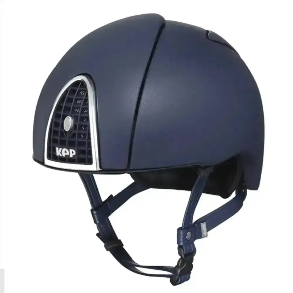 Navy blue kep cromo 2 jockey skull helmet with matte finish silver ventilation grille for eventing riders
