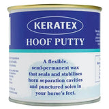 Blue and white metal can of keratex hoof putty flexible semi permanent wax for horse hoof care product keratex hoof putty