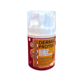 A 50ml white pump bottle of kevin bacons derma protek with red gold honeycomb label rich in fatty acids
