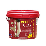 Red plastic bucket with lid and handle labeled kevin bacons recup bentonite clay for use with energised water