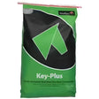Green and black bag of keyflow key-plus horse feed with stabilised rice bran for quality muscle mass development