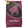 A purple bag of keyflow pink mash super fibre and beetroot horse feed with a bold logo for 10-minute soak supporting hind gut health