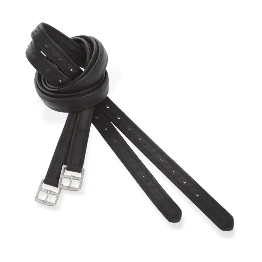 Black leather kieffer elefant soft stitched stirrup leathers with silver buckles for horse riding girth straps