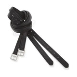 Black leather kieffer elefant soft stitched stirrup leathers with silver buckles for horse riding girth straps