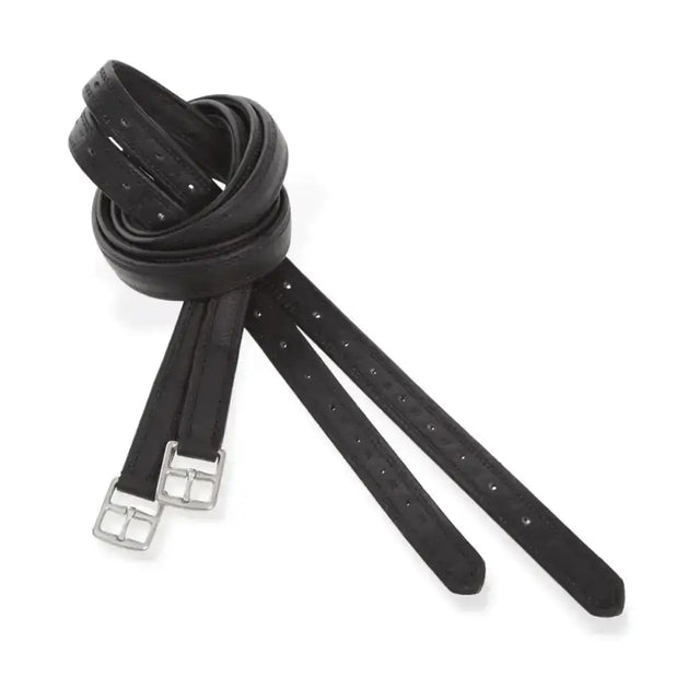 Black leather kieffer elefant soft stitched stirrup leathers with silver buckles for horse riding girth straps