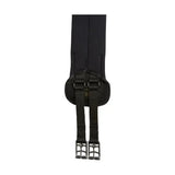 Black horse saddle pad with reinforced straps and metal buckles shown from back side for kieffer preneline girth carefree girth sweat absorbing