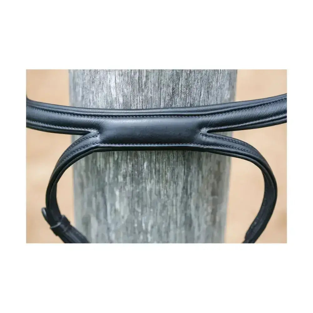 Black leather kieffer ultrasoft tara snaffle bridle with smooth stitched edges and padded central strap