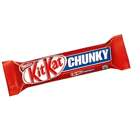 Red wrapped kitkat chunky bar with blue and white logo perfect for tuck shop snacks or quick chocolate treats