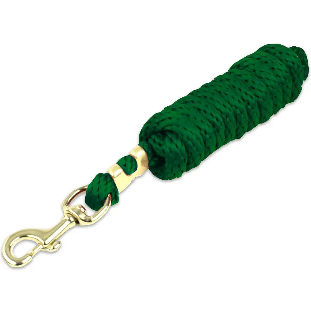 Green braided km elite 10ft poly lead rope with gold-toned hardware perfect for the polo market impressive leadrope