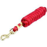 Red braided poly lead rope with gold metal clasp and swivel hook perfect for elite 10ft poly lead polo market use